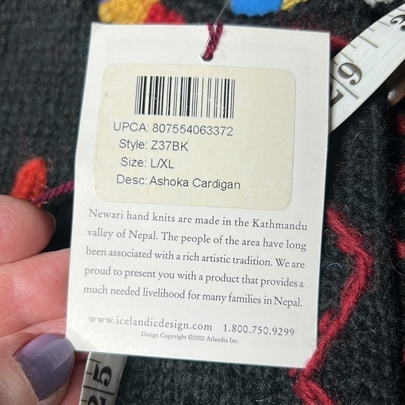 Newari button down 💯 wool cardigan handcrafted by Icelandic Design l/xl granny - Picture 14 of 17